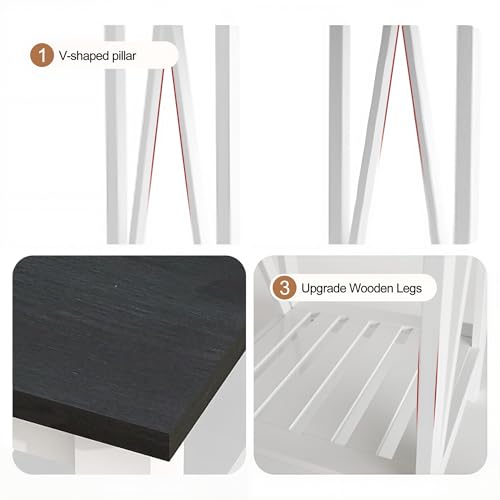 Farmhouse Square End Table, Accent Side Table with Slats Design, Sofa Side Table with Sturdy Frame for Living Room, Oak Black