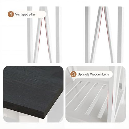 Farmhouse Square End Table, Accent Side Table with Slats Design, Sofa Side Table with Sturdy Frame for Living Room, Oak Black