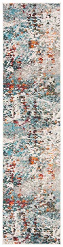 SAFAVIEH Madison Collection Runner Rug - 2'2" x 6', Grey & Blue, Modern Abstract Design, Non-Shedding & Easy Care, Ideal for High Traffic Areas in Living Room, Bedroom (MAD471F)