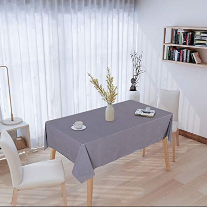 100% Waterproof Rectangle PVC Tablecloth - 54 x 78 Inch - Oil Proof Spill Proof Vinyl Table Cloth, Wipe Clean Table Cover for Dining Tables, Buffet Parties and Camping, Grey