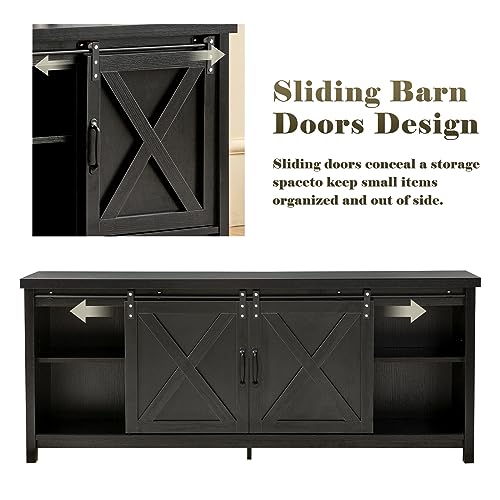 Farmhouse TV Stand with Sliding Barn Doors, view 6