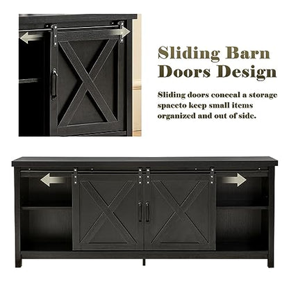 Farmhouse TV Stand with Sliding Barn Doors, view 6