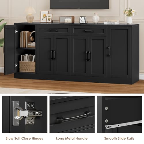 71” Large Buffet Cabinet with Storage, view 8