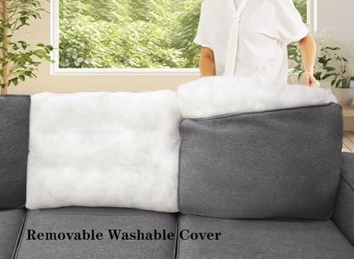 Oversized Modular Sectional Sofa,U/L‑Shaped Reversible Couch with Ottoman,Deep Seat Plush Polyester Sofa for Living Room,8‑Seater,Dark Grey
