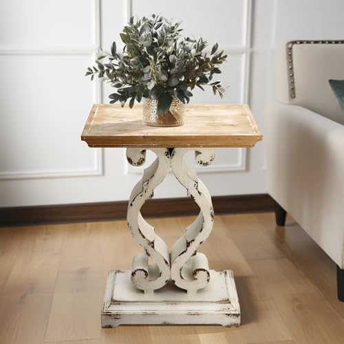 Rustic Farmhouse Accent End Table, Natural Wood Side Table Nightstand for Dinning or Living Room 19.75 x 11.75 x 27.5 Inches