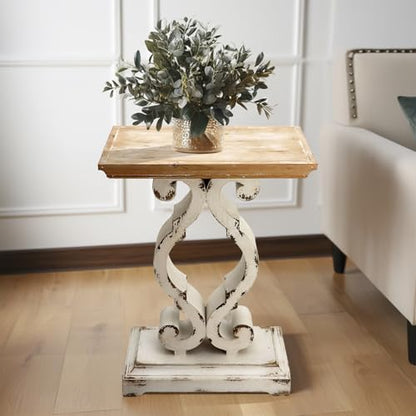 Rustic Farmhouse Accent End Table, Natural Wood Side Table Nightstand for Dinning or Living Room 19.75 x 11.75 x 27.5 Inches