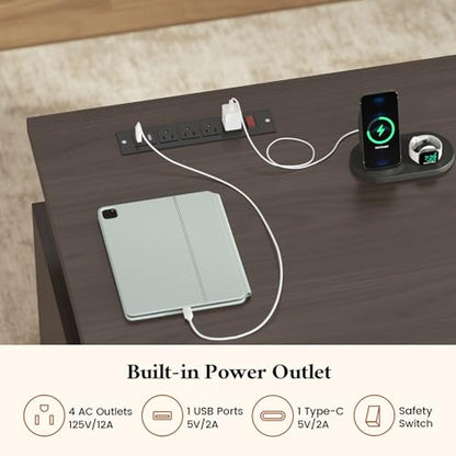 L Shaped Electric Standing Desk with 3 Drawers and Power Outlet, view 6