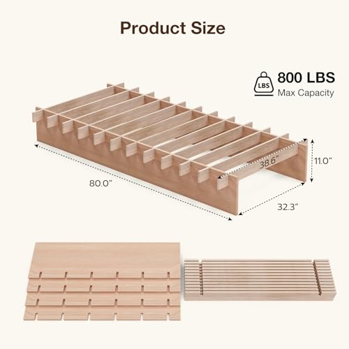 Screwless Twin XL Size Platform Bed with Wooden Slats/No Box Spring Needed/Easy, view 3