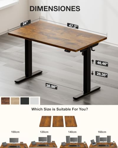48x24 Electric Standing Desk with Cable Net, Rustic Brown, view 3