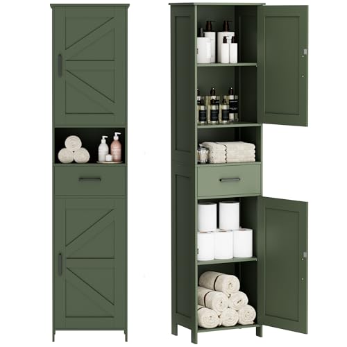 67" H Tall Bathroom Storage Cabinet with Barn Doors and Drawer, view 3