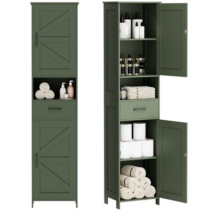 67" H Tall Bathroom Storage Cabinet with Barn Doors and Drawer, view 3