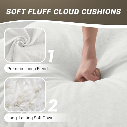 111” Oversized Modular Sectional Sofa, Comfy Down Fill Cloud Couch, L Shaped 4 Seater Couches with Washable Cover, Convertible Sectional Couches for Living Room, Cream White