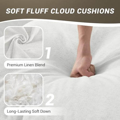 111” Oversized Modular Sectional Sofa, Comfy Down Fill Cloud Couch, L Shaped 4 Seater Couches with Washable Cover, Convertible Sectional Couches for Living Room, Cream White
