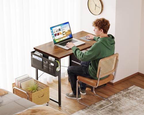 32 Inch Small Computer Desk with Fabric Drawers, Vintage, view 6
