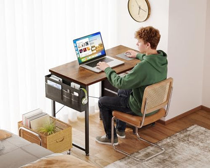 32 Inch Small Computer Desk with Fabric Drawers, Vintage, view 6