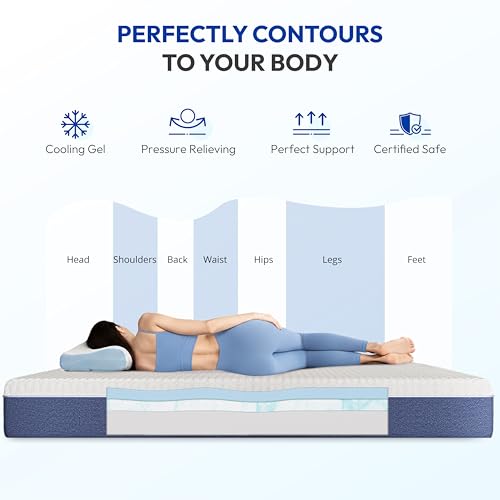12 Inch King Size Mattress, Firm Gel Memory Foam King Mattress in a Box, view 6