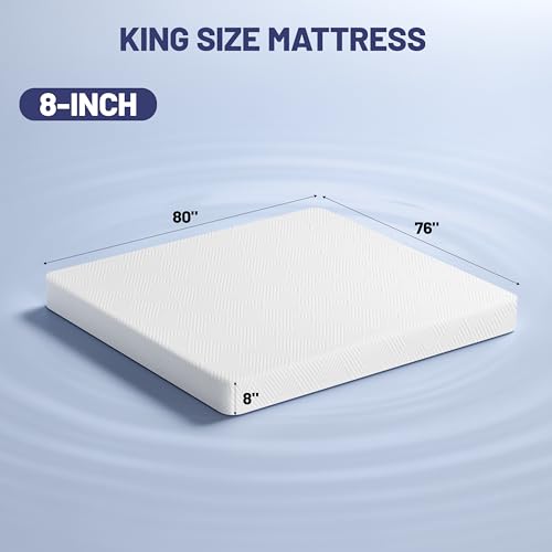 King Size Mattress Medium Firm 8 Inch, Gel Memory Foam Mattress in Box, view 3