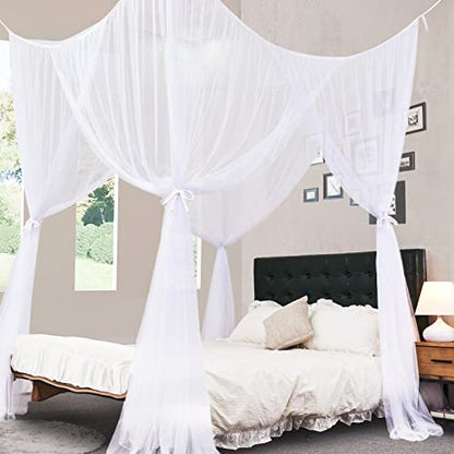 Canopy Bed Curtains for King/Queen Size Bed, White, view 5