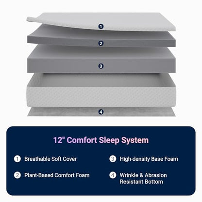 King Mattress 12 Inch, Medium Firm Memory Foam Mattress in a Box, view 3