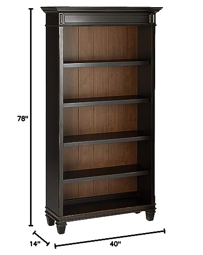 Hartford Wood Bookcase in Two Tone Distressed Black