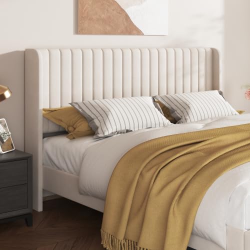 Queen Bed Frame with Vertical Channel Tufted Headboard & Wingback, view 4