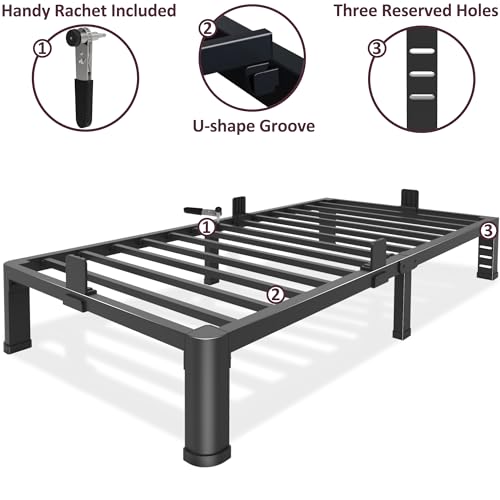 10 Inch Low Twin Bed Frame with Round Corner Legs, view 5