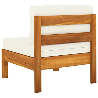 Wooden Lounge Set Cream White Solid Acacia Wood 8-piece Patio Outdoor Furniture Set with Cushions sectional Sofa Table for Garden Backyard Relaxation