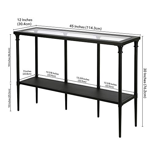 Dafna 45'' Wide Rectangular Console Table in Blackened Bronze | Two-tier design with glass top adds stylish storage and display space to entryways, hallways, living rooms, or behind sofas