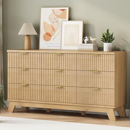 Fluted Dresser for Bedroom with 9 Drawers, view 5