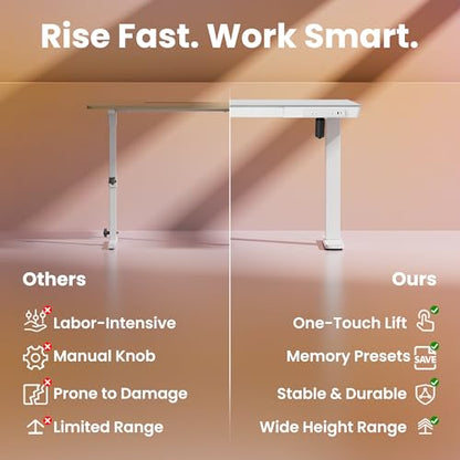 Glass Standing Desk with Drawers, 35 X 20 Inch Electric Adjustable Height Desk, view 7