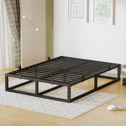 14 Inch Cal King Bed Frame,Metal Platform Upgrade Heavy Duty Base Black, view 3