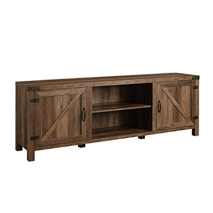 Georgetown Modern Farmhouse Double Barn Door TV Stand for TVs up to 80 Inches, 70 Inch, Rustic Oak, Without Fireplace, 15.75 x 70 x 24 inches