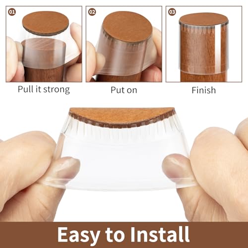 Chair Leg Floor Protectors, 24 Pack Silicone Furniture Pads for Hardwood Floors, Anti-Scratch Furniture Sliders Felt Pads, Noise-Reducing Chair Feet Covers, Table Legs Fit Sizes to(0.91" to 1.28")