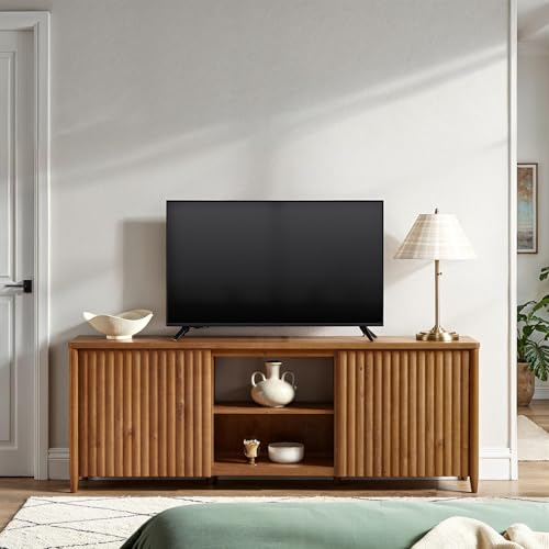 Scandinavian Reeded TV Stand with Storage for up to 70" TV English Oak