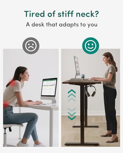 63x28 Large Electric Standing Desk, 28" Deep Desktop, Black Walnut, view 5