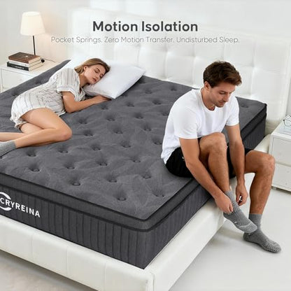 Queen Mattress 12 Inch Queen Size Mattress in a Box Upgrade Pocket Springs，Medium Firm, Breathable Comfort Pressure Relief, Motion Isolation CertiPUR-US Certified