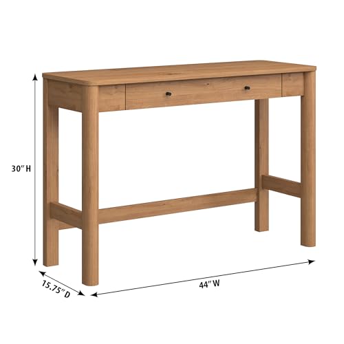 Penelope Modern Writing Desk with Drawer Storage, 44 Inch, English Oak, view 2