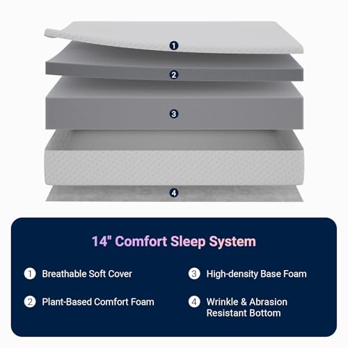 Queen Mattress 14 Inch, Queen Size Mattresses Medium Firm for Back Pressure Relief, Mattress in a Box CertiPUR-US Certified Foam Colchones