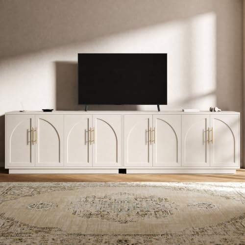 Arden 118" W Modern Sideboard Buffet Cabinet with Storage, Beige Grey, view 2