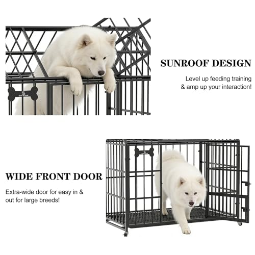 42" Heavy Duty XL Dog Crate, Indoor Steel Escape-Proof Kennel, view 3