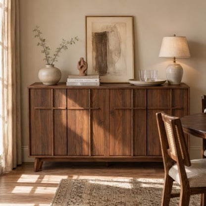 59" Sideboard Buffet Cabinet with Storage, Modern Credenza, Brown, view 4