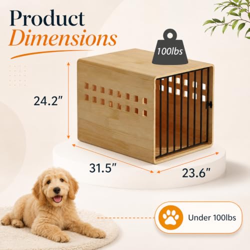 30 Inch Solid Wood Puppy Crates for Small Dogs Crate End Table, view 4