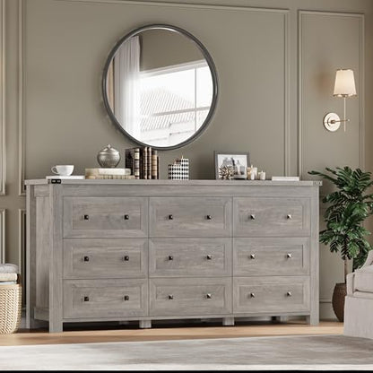 9-Drawer Dresser, Modern Wooden Storage Chest of Drawers, Dresser TV Stand, view 7