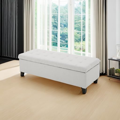 Mission Fabric Storage Ottoman, Light Grey