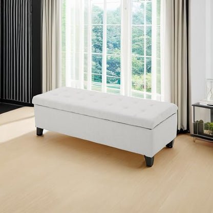 Mission Fabric Storage Ottoman, Light Grey