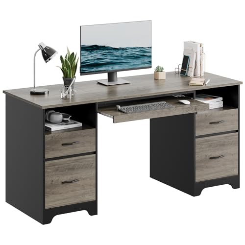 59 Inch Office Desk with 4 Drawers, Computer Desk with Storage, view 2