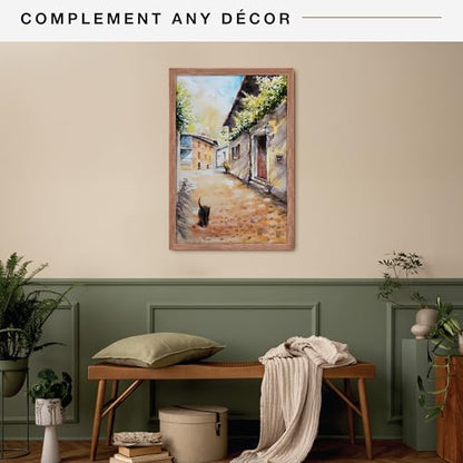 Museum Poster Frame 24x36 Medium Oak, Vertical & Horizontal Wall Hanging Large Picture Frame for Photos, Posters & Art Prints (1-Pack)