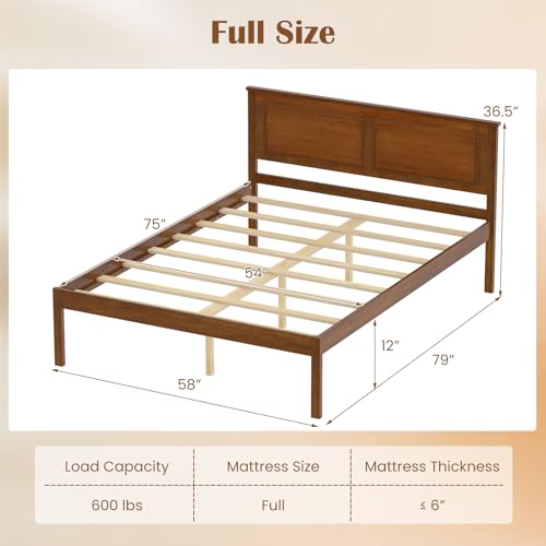 Full Size Bed Frame with Solid Wood Legs and Wooden Slats, view 3
