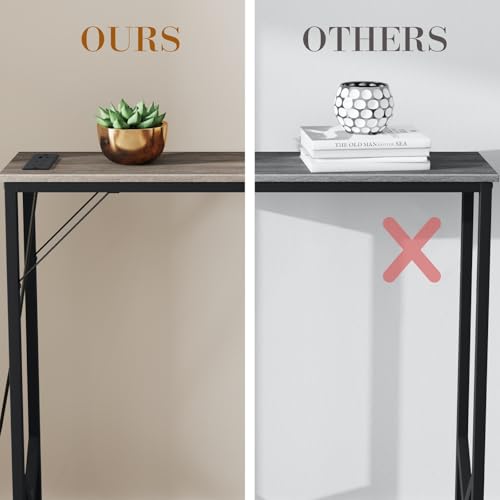 Console Table, Skinny Entryway Table with Fast-Charging Station, Narrow Long Sofa Table, Behind Slim Couch Table for Entrance, Hallway, Living Room Decor ST-GY100-1