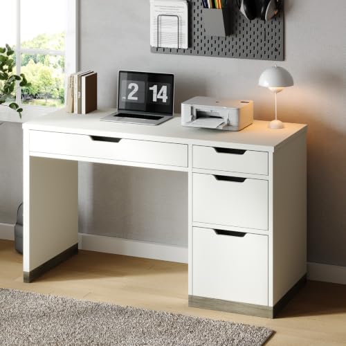 White Desk with 4 Drawers, 52 Inch Computer Desk, view 8